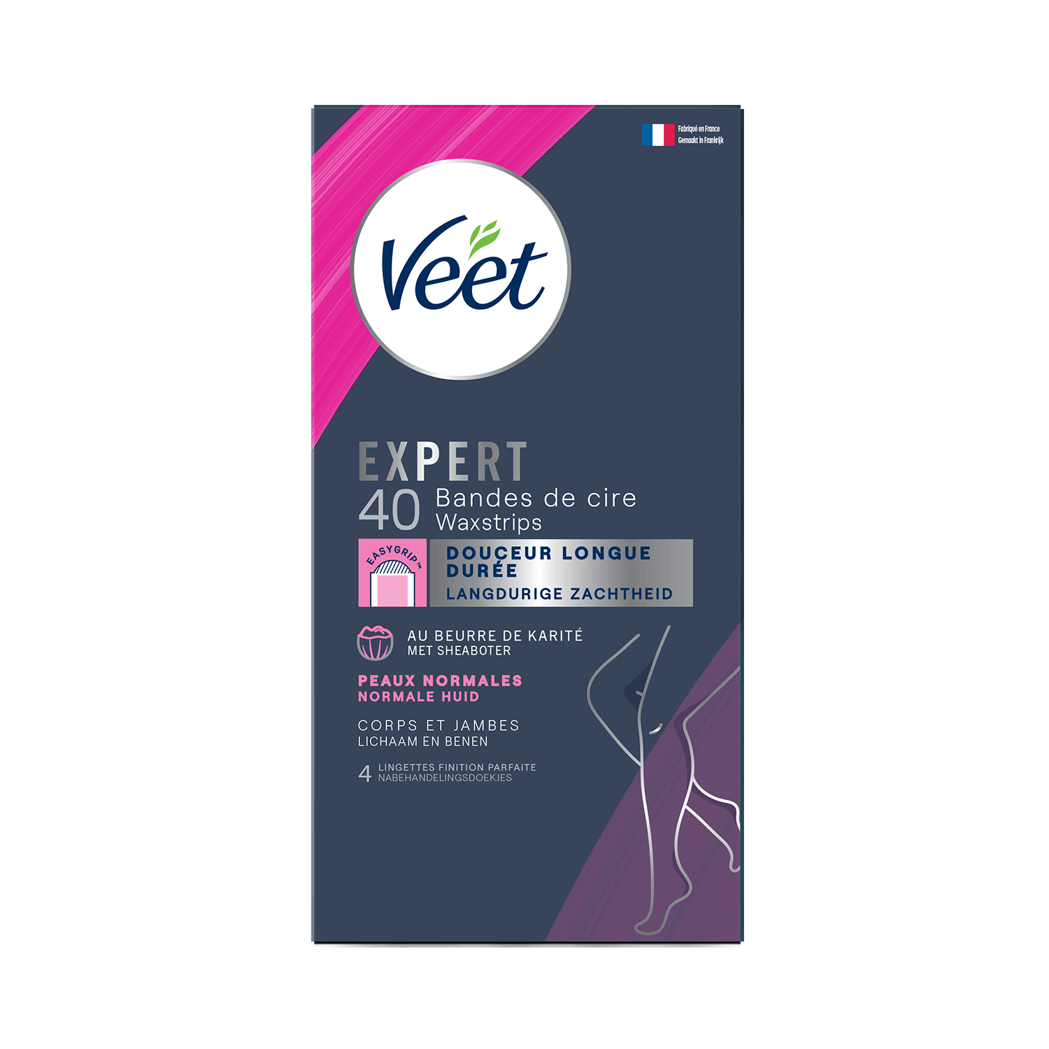 Veet Expert Bandes de cire froide pour peaux normales – Jambes & Corps, x40 | Veet
